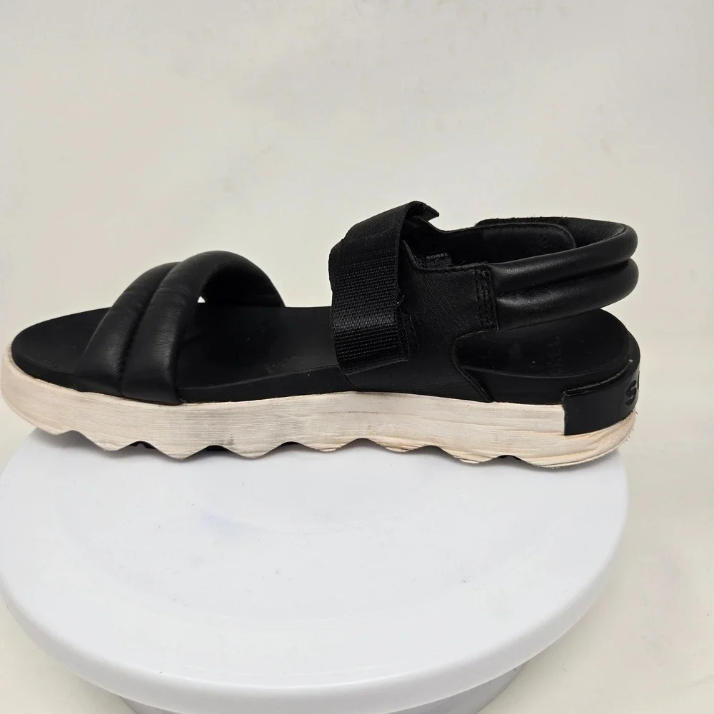 Sorel Kinetic Impact Slingback Sandals Black White NL4972-010 Womens 12